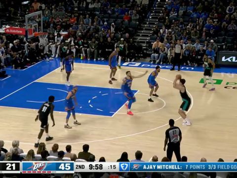 杨瀚森vs雷霆集锦 全场拿下8分4篮板3助攻1抢断1盖帽填满数据栏