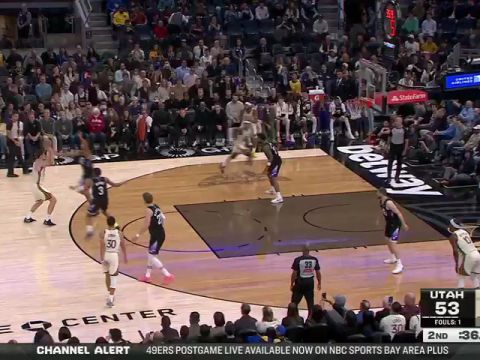 NBA常规赛：爵士vs勇士第2节中文解说回放