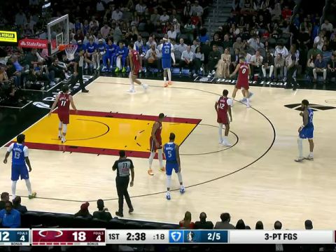 NBA常规赛：独行侠vs热火第1节英文原声回放