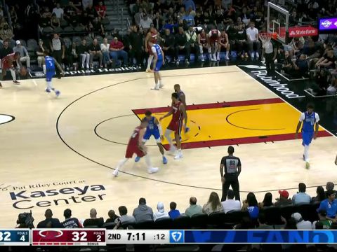 NBA常规赛：独行侠vs热火第2节英文原声回放