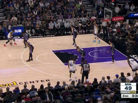 NBA常规赛：森林狼vs国王第2节中文解说回放