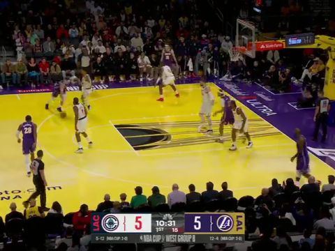 NBA杯小组赛西部B组：快船vs湖人第1节中文解说回放