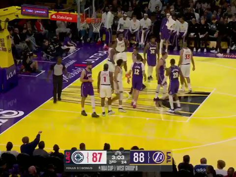 NBA杯小组赛西部B组：快船vs湖人中文解说全场回放