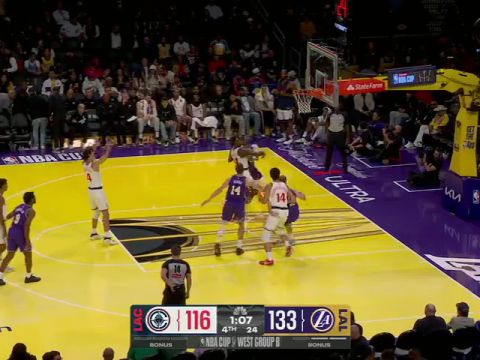 NBA杯小组赛西部B组：快船vs湖人第4节中文解说回放