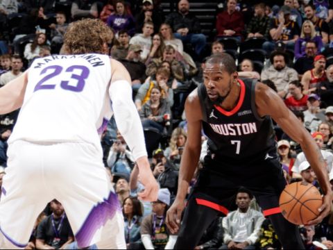 火箭129-101爵士 杜兰特回归三节打卡大胜爵士迎3连胜