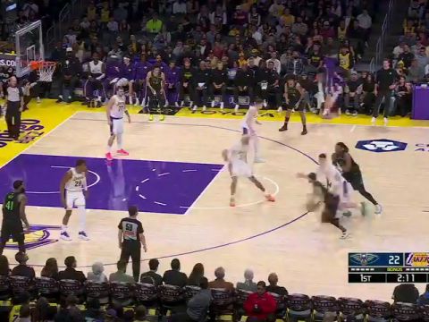 NBA常规赛：鹈鹕vs湖人第1节英文原声回放