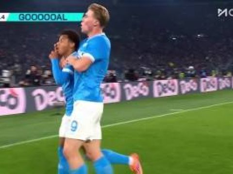 [进球视频] 霍伊伦反击送助攻，内雷斯单刀推射破门！那不勒斯1-0领先罗马！