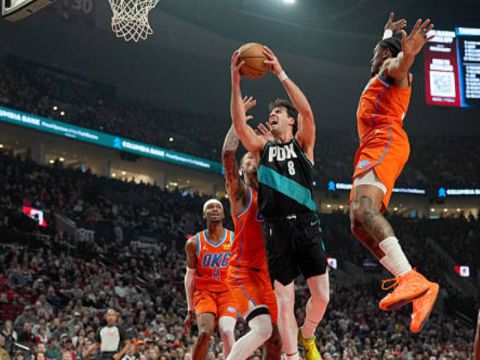 雷霆123-115开拓者 SGA连续命中关键中投助队豪取12连胜