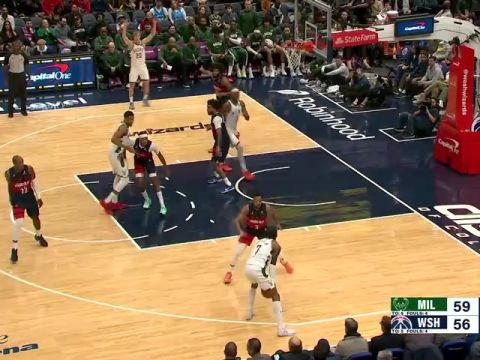 NBA常规赛：雄鹿vs奇才英文原声全场回放