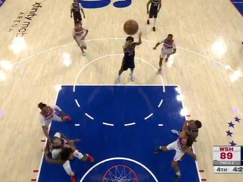 NBA常规赛：奇才vs费城76人第4节英文原声回放