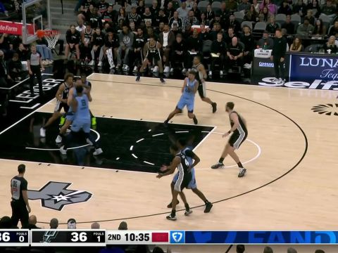 伊迪vs马刺集锦 制霸内线拿到19+15两双数据