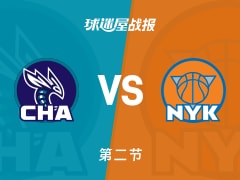 NBA常规赛：次节结束，尼克斯以53-47领先黄蜂，唐斯19+9+2