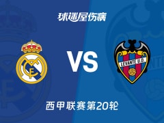 【西甲联赛第20轮】皇马vs莱万特伤病名单最新(2026年01月17日)