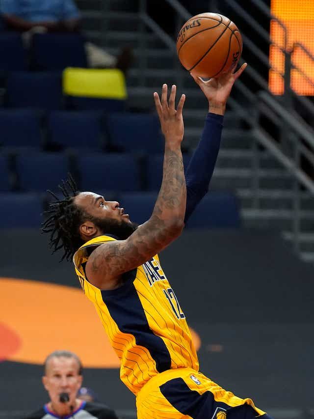 北京时间5月17日，2020-2021赛季NBA常规赛精彩图片：步行者客场125-113战胜猛龙，萨博尼斯砍下25分16篮板5助攻的两双数据帮助步行者取胜。