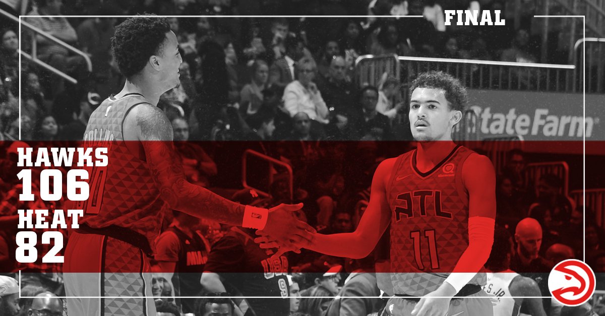 球迷屋网 北京时间2019年1月7日，NBA常规赛继续激烈进行，亚特兰大老鹰坐镇主场以106-82大胜迈阿密热火，终结三连败的同时，也终结了对手的两连胜。