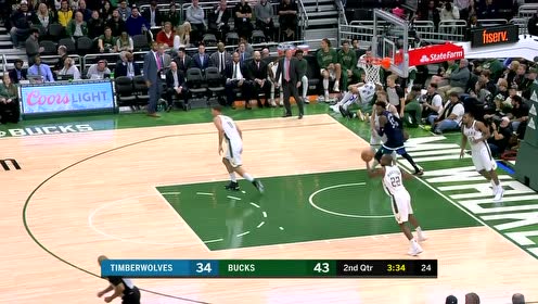 【NBA集锦】唐斯三分弹筐维金斯篮下拼抢 无视防守转身勾手命中
