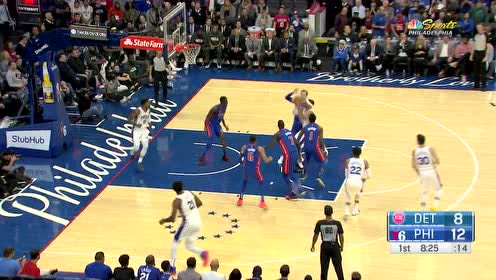 【NBA集锦】哈里斯单挑冲击 面对肯纳德干拔入网