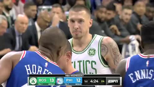 【NBA录像回放】凯尔特人vs费城第1节 双帝连线西蒙斯接饼上篮