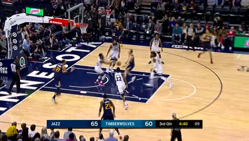 【NBA集锦】如行走般容易 戈贝尔突击篮下接饼扣篮