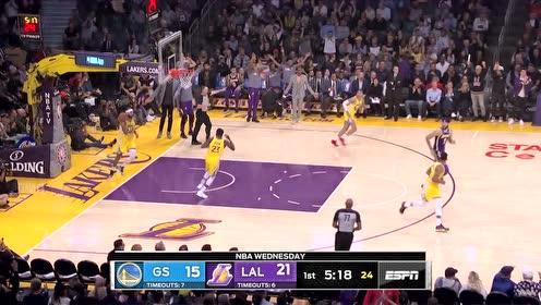 【NBA集锦】詹姆斯助攻杜德利 45度三分甩狙稳稳命中