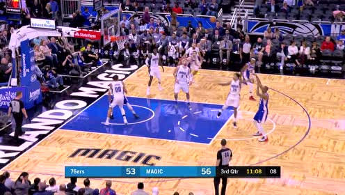 【NBA集锦】霍福德投篮不中 西蒙斯面对三人把球补进