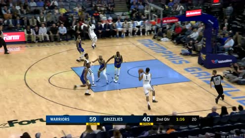【NBA集锦】勇士防守失位 灰熊连续传接球克劳德三分入网