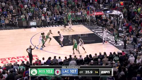 【NBA集锦】莱昂纳德竟然也漏人 塔图姆无人看防暴扣得分