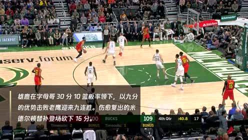 【NBA集錦】30日雄鹿vs騎士 字母哥率隊(duì)力爭十連勝