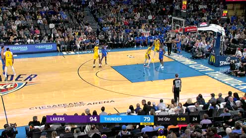 【NBA录像回放】湖人vs雷霆第3节 湖人2.4秒出神仙战术