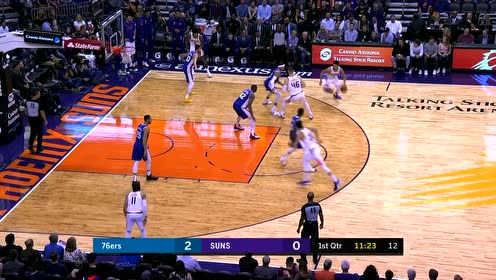 【NBA集锦】西蒙斯抢断反击暴扣 贝恩斯补篮得手