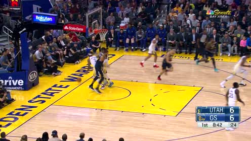 【NBA集锦】博格达诺维奇长传制导 戈贝尔空接扣篮双臂挂筐