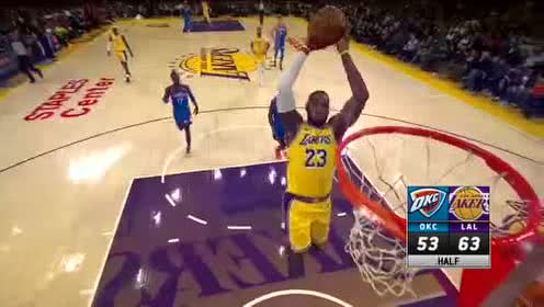 【NBA集錦】朗多把球往天上一扔！詹姆斯打反擊默契空接大力灌籃