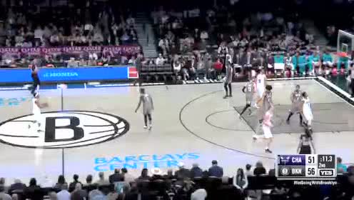 【NBA录像回放】黄蜂vs篮网第2节 阿伦扶摇直上滑翔劈扣