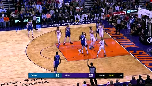 【NBA集锦】哈里斯点飞布里奇斯 顺势靠上去出手2+1手到擒来