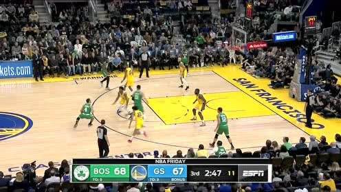 【NBA集锦】勇士防守成漏勺 杰伦布朗同一位置连续投中两记三分