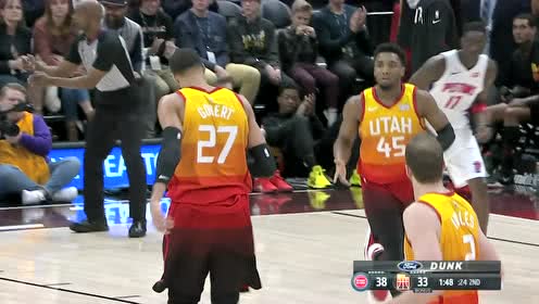 【NBA集锦】心有灵犀一点通 米切尔妙传戈贝尔单臂暴扣