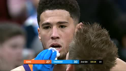 【NBA集锦】是男人就得流点血？弗格森肘部出击布克嘴巴出血治疗