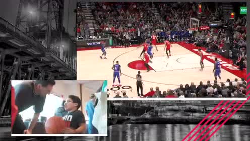 【NBA录像回放】尼克斯vs开拓者第2节 怀特塞德单臂送钉板血帽