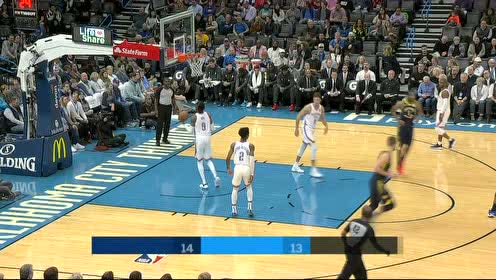 【NBA集锦】布罗格登击地送助攻 特纳跟进上篮打成2+1