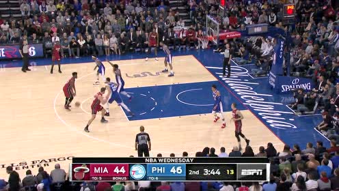 【NBA集锦】火烧费城 热火12-0攻击波取得今晚首次领先