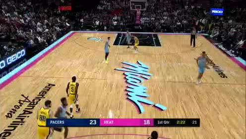 【NBA录像回放】步行者vs热火第1节 巴特勒上演高难度后仰跳投
