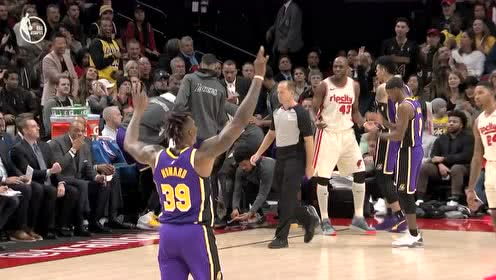 【NBA集錦】濃眉哥高難度打4分跌倒 慘遭湖人替補(bǔ)席“群毆”