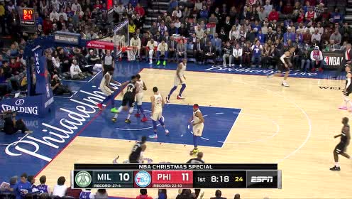【NBA集錦】不愧是MVP 字母哥強突禁區(qū)撞開恩比德急停上籃