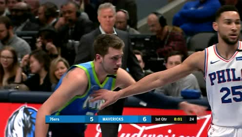 【NBA集錦】東契奇繞開防守倚著西蒙斯 展現(xiàn)細膩手活高拋打進