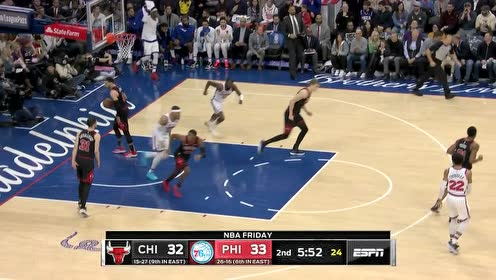 【NBA集锦】后仰跳投美如画 费城霍师傅戏耍马尔卡宁打进中距离