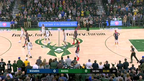【NBA集锦】观众也在啜泣 奇才vs雄鹿开场后互送24/8秒违例悼念科比