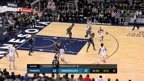 【NBA集錦】亞歷山大吸引雙人圍堵送妙傳 亞當斯輕松吃餅單臂劈扣