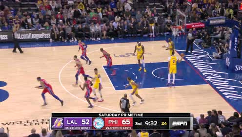 【NBA集錦】湖人退防之中自亂陣腳 哈里斯追身三分打停對(duì)手