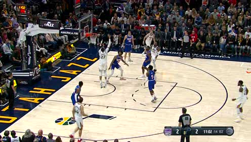 【NBA集锦】法国铁塔高耸入云 米切尔随手一抛连线戈贝尔双臂重扣暴力虐筐