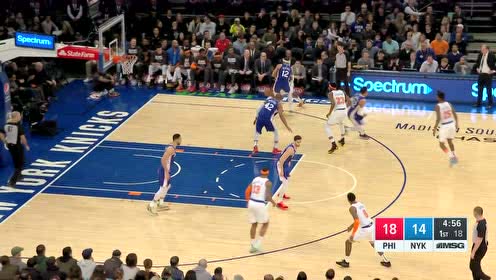 【NBA集錦】懟的哈里斯沒辦法！蘭德爾高難度拉桿反籃打進(jìn)